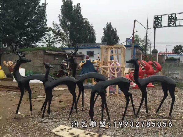 广场鹿动物铜雕