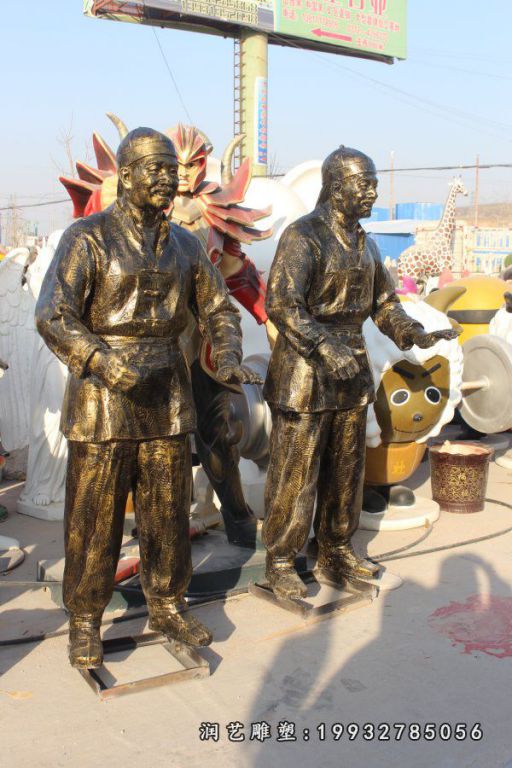 酒店店小二人物铜雕