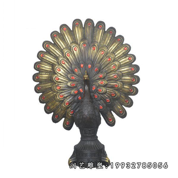 学校孔雀动物铜雕