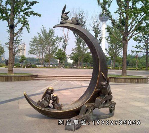 草坪兔子动物铜雕