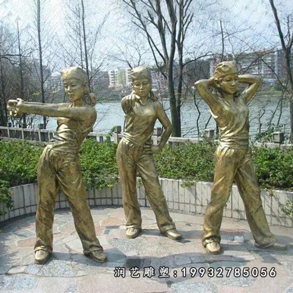 公园跳舞人物铜雕