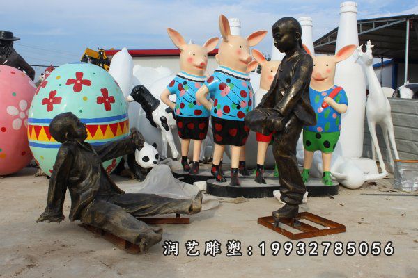 草坪儿童人物铜雕