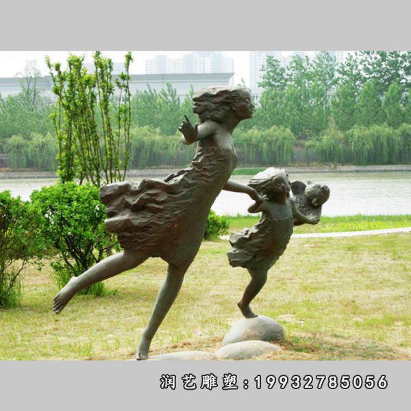 校园母子人物铜雕