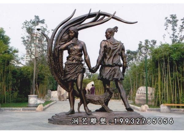 公园情侣人物铜雕