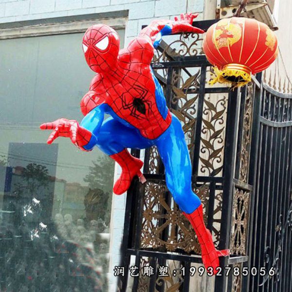 庭院玻璃钢蜘蛛侠雕塑