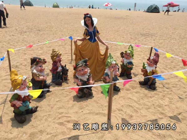 公司玻璃钢白雪公主和小矮人雕塑 