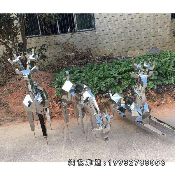 街道不锈钢鹿动物雕塑