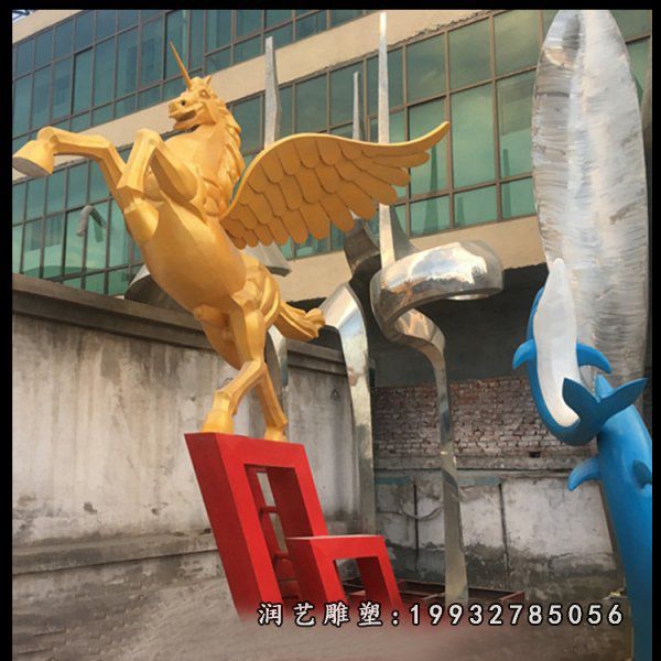 广场不锈钢马动物雕塑