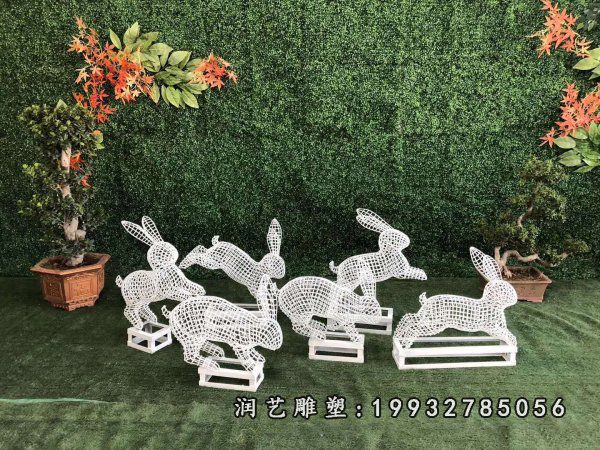 小区不锈钢兔子雕塑