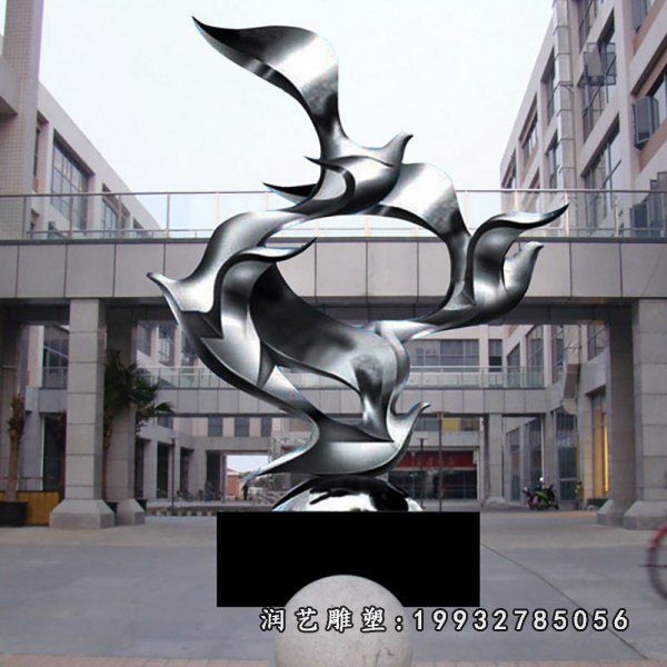 广场不锈钢大雁雕塑
