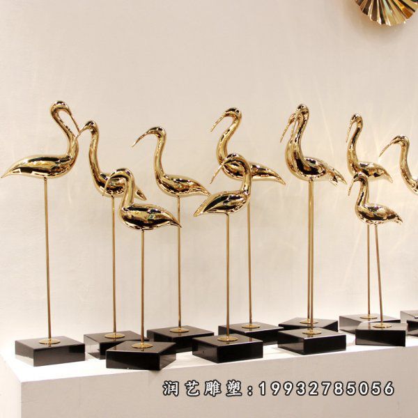 园林不锈钢仙鹤动物雕塑