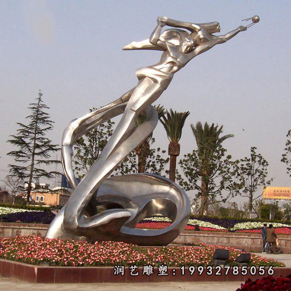 广场不锈钢抽象人物雕塑