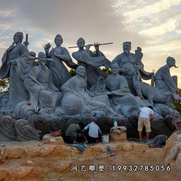 公园八仙过海石雕