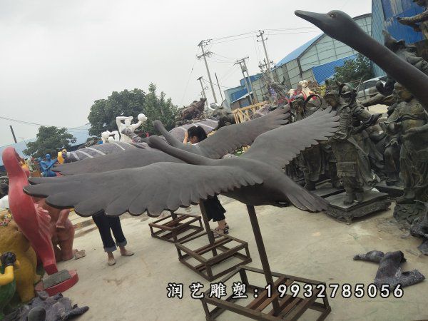 小区大雁动物铜雕