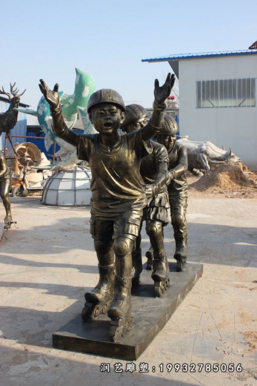 小区老鹰捉小鸡铜雕
