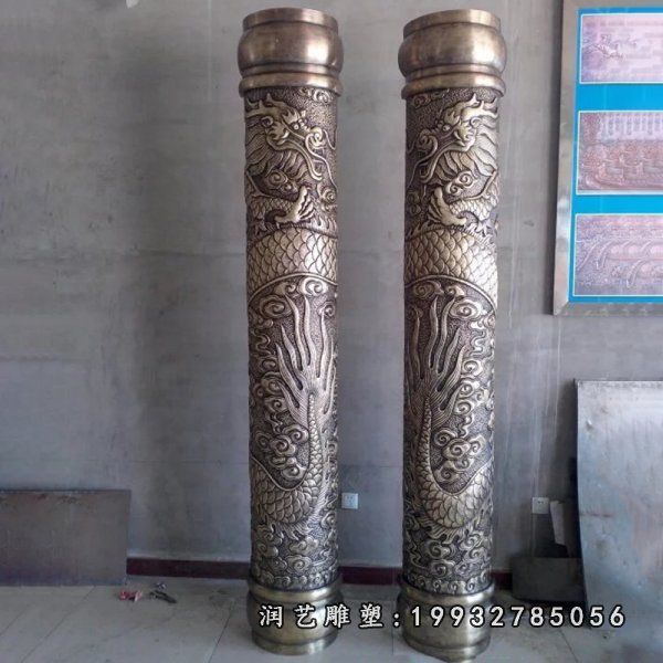 园林龙柱景观铜雕