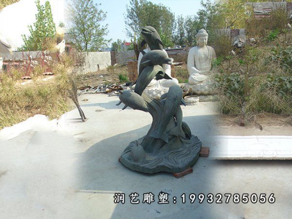 商业街海豚动物铜雕