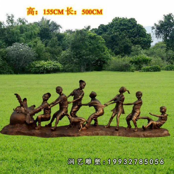 户外拔萝卜人物铜雕