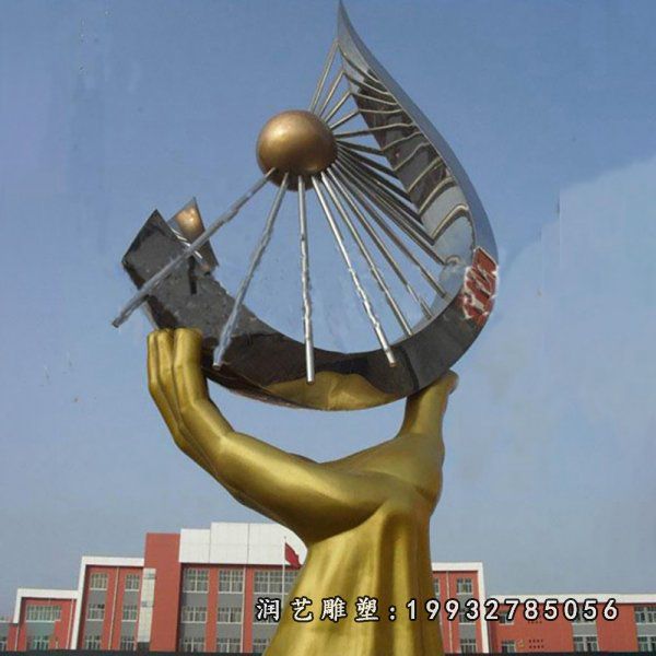 景区不锈钢手景观雕塑
