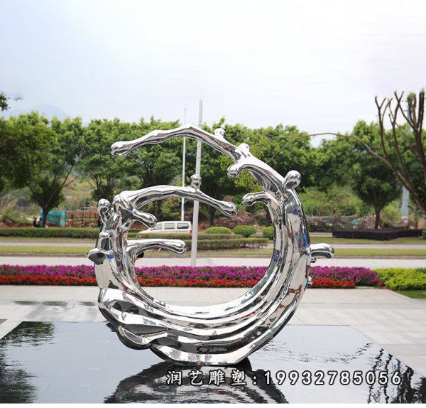 广场不锈钢海浪雕塑