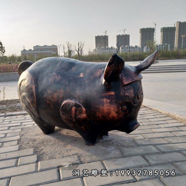 公司动物猪铜雕