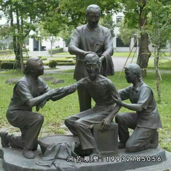 广场人物孝顺铜雕
