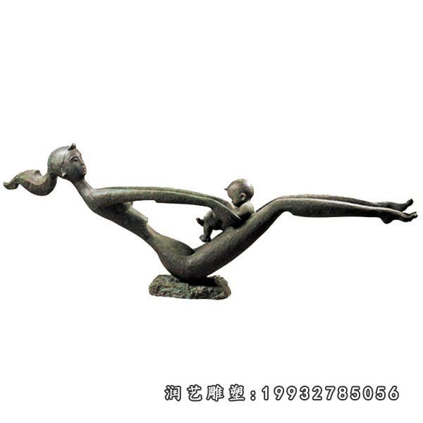 园林母子人物铜雕