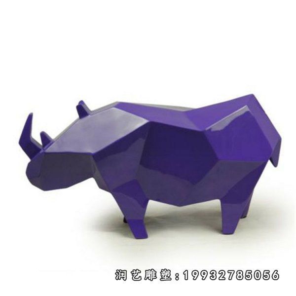 小区玻璃钢犀牛雕塑