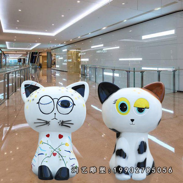 游乐场玻璃钢招财猫雕塑