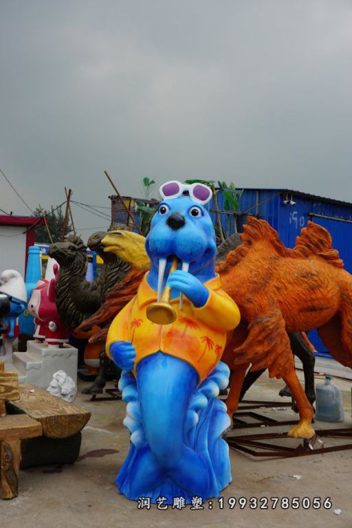 学校玻璃钢海狮雕塑