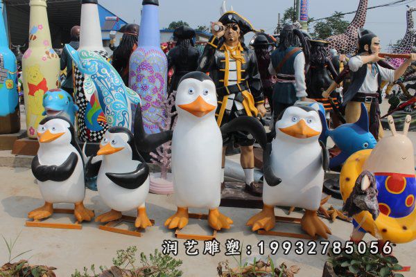 庭院玻璃钢企鹅动物雕塑