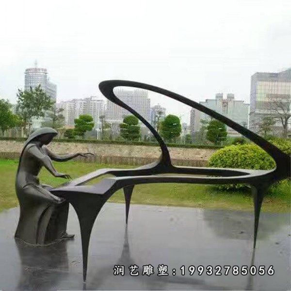 企业不锈钢演奏人物雕塑