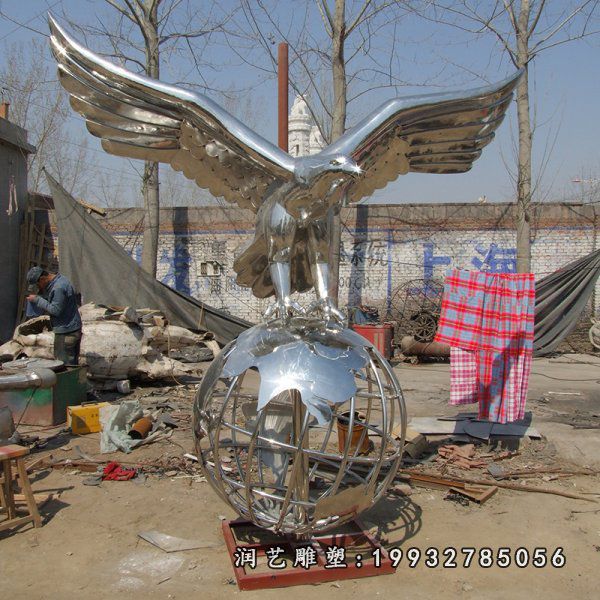 广场不锈钢动物老鹰雕塑