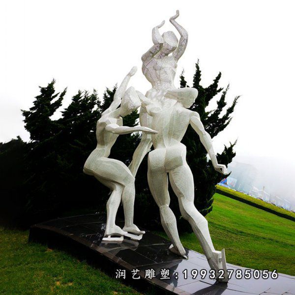 校园不锈钢滑冰雕塑