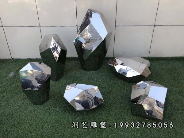 酒店不锈钢石头景观雕塑
