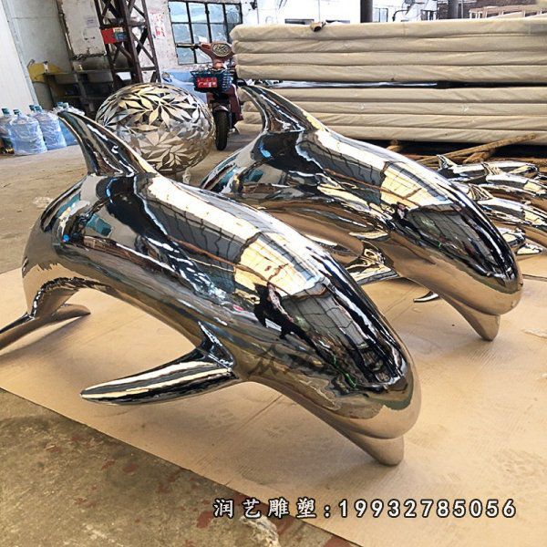 商场不锈钢海豚雕塑