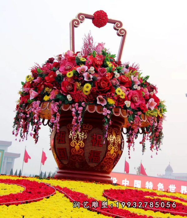 广场不锈钢景观花篮雕塑