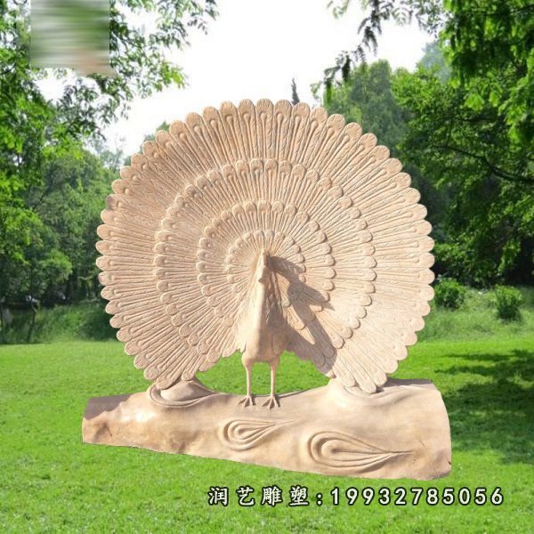 庭院动物孔雀石雕