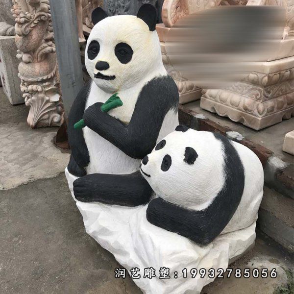 广场动物熊猫石雕