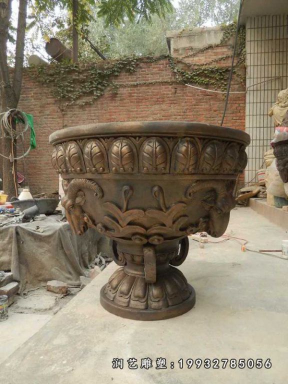 街道景观花盆铜雕