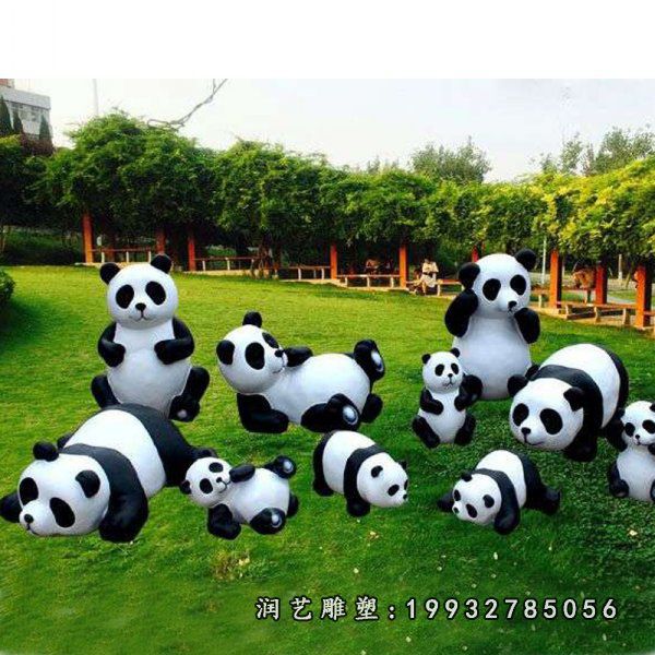 商业街玻璃钢熊猫雕塑