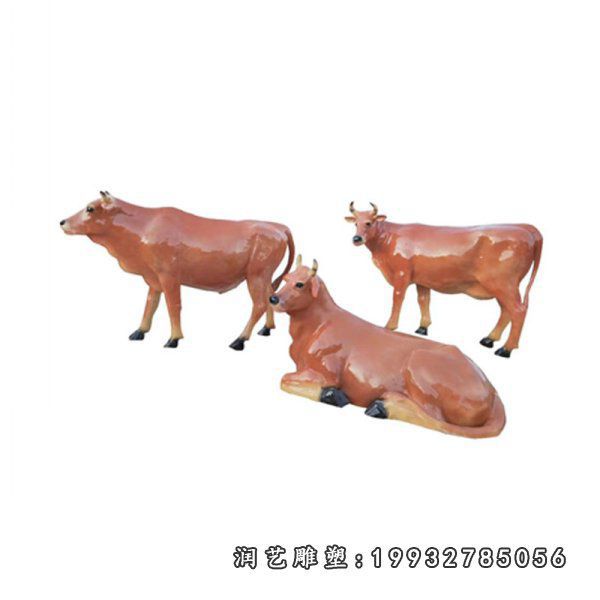 公园玻璃钢动物黄牛雕塑