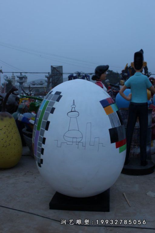 企业玻璃钢鸡蛋雕塑