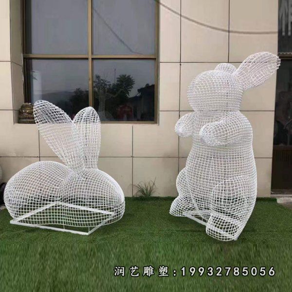 园林不锈钢动物兔子雕塑