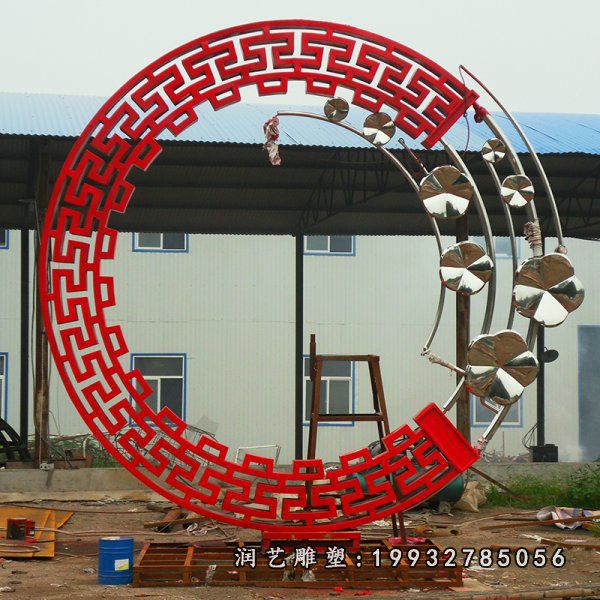 街道不锈钢圆环雕塑