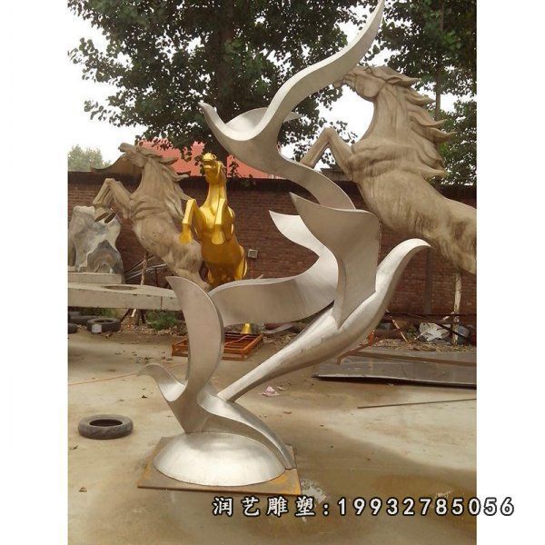 广场不锈钢大雁动物雕塑