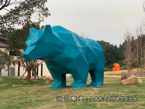 商场不锈钢动物熊雕塑