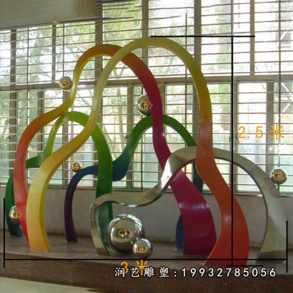 酒店不锈钢彩带雕塑