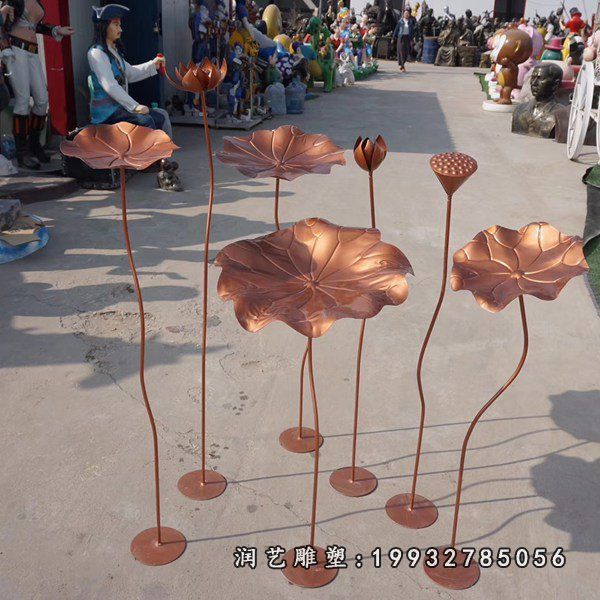 校园不锈钢荷叶雕塑