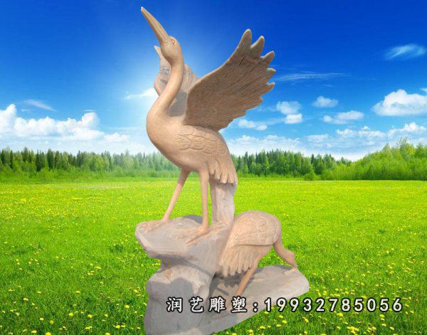 公园动物仙鹤石雕